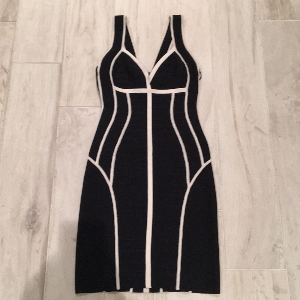 Herve Leger bondage dress